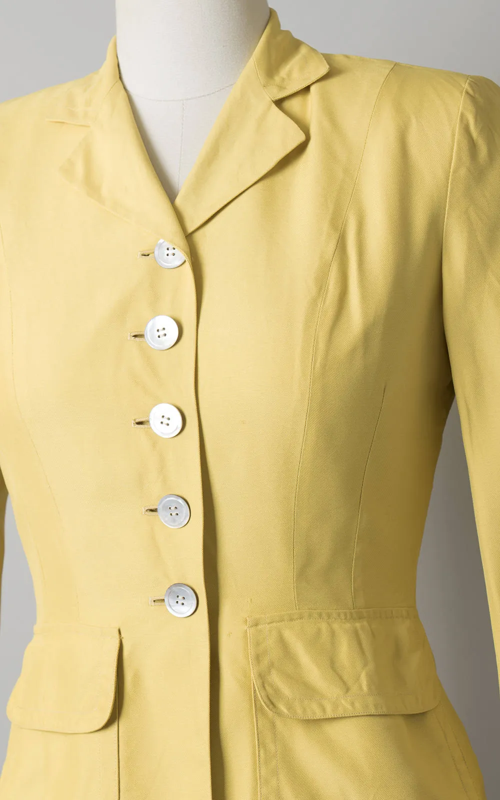 1940s Yellow Mother of Pearl Buttons Blazer | small