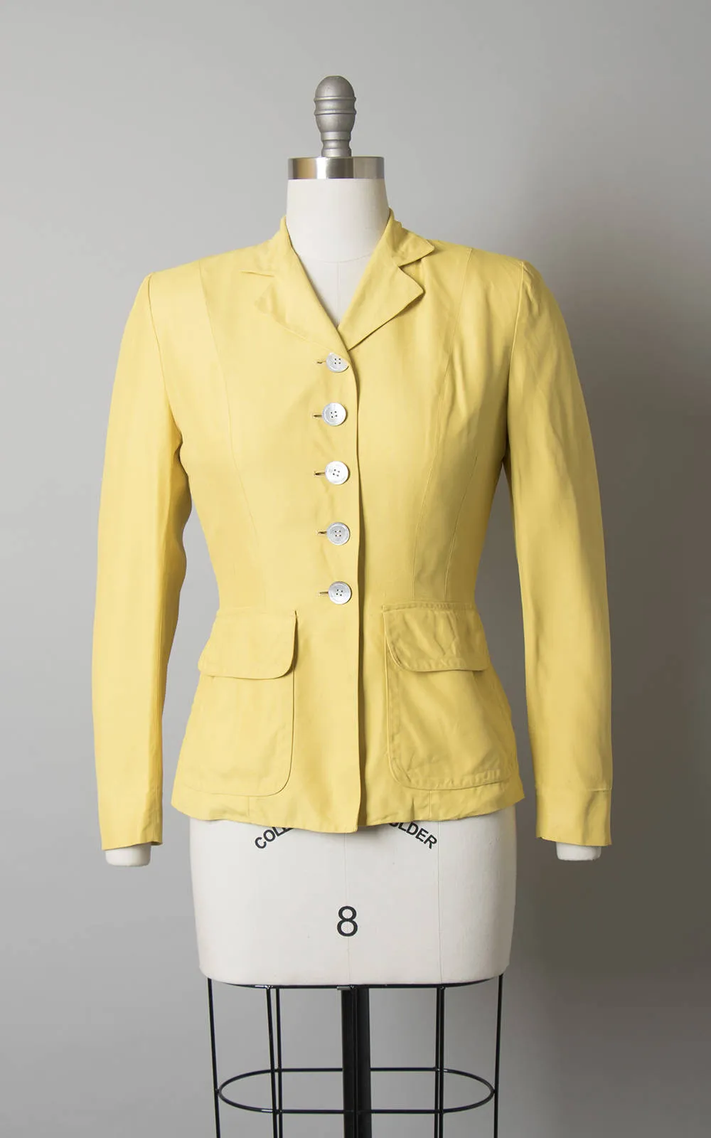 1940s Yellow Mother of Pearl Buttons Blazer | small