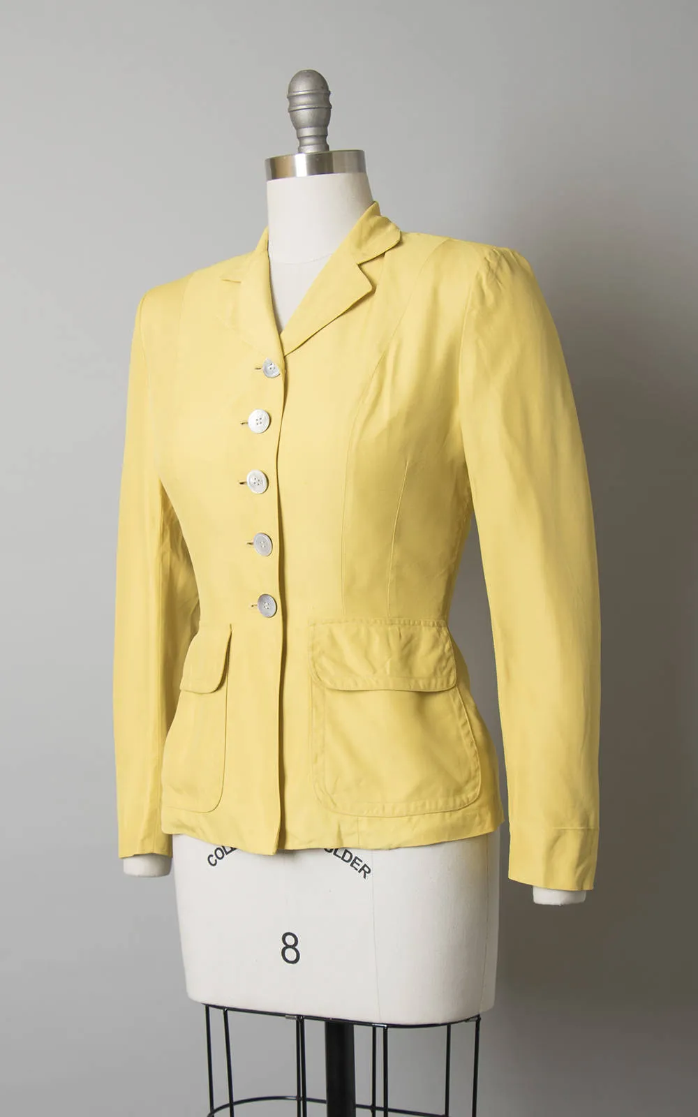 1940s Yellow Mother of Pearl Buttons Blazer | small