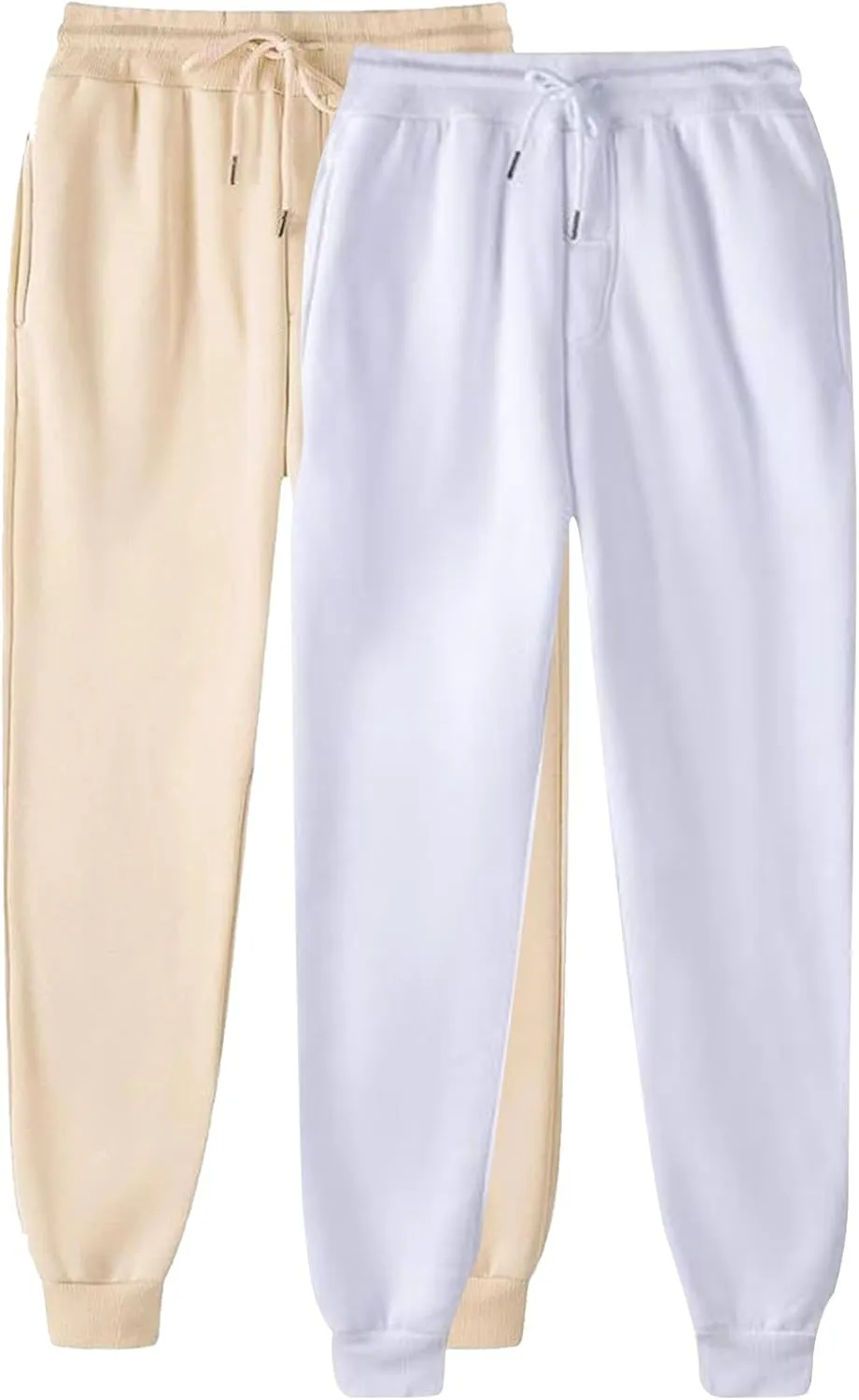 2 Pack: Women's Ultra-Soft Lounge Joggers Sweatpants Athletic Yoga Baggy Pants Cinch Bottom Sweatpants with Pockets