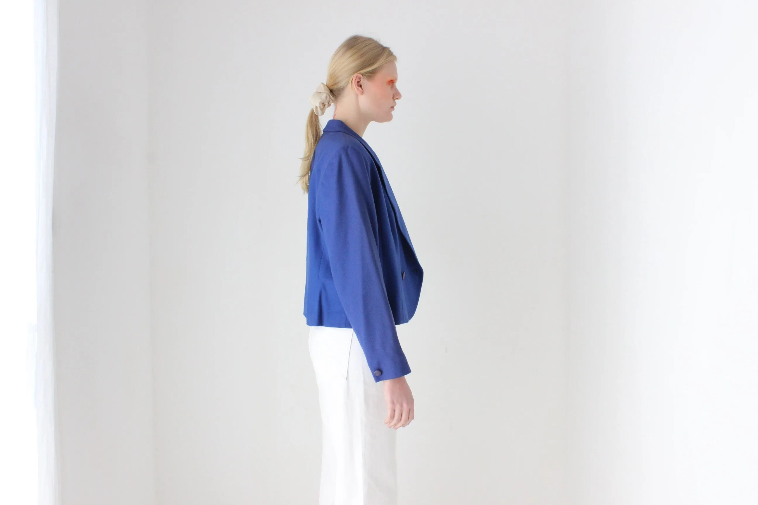 80s Pendelton USA Pure New Wool Cobalt Cropped Blazer Jacket