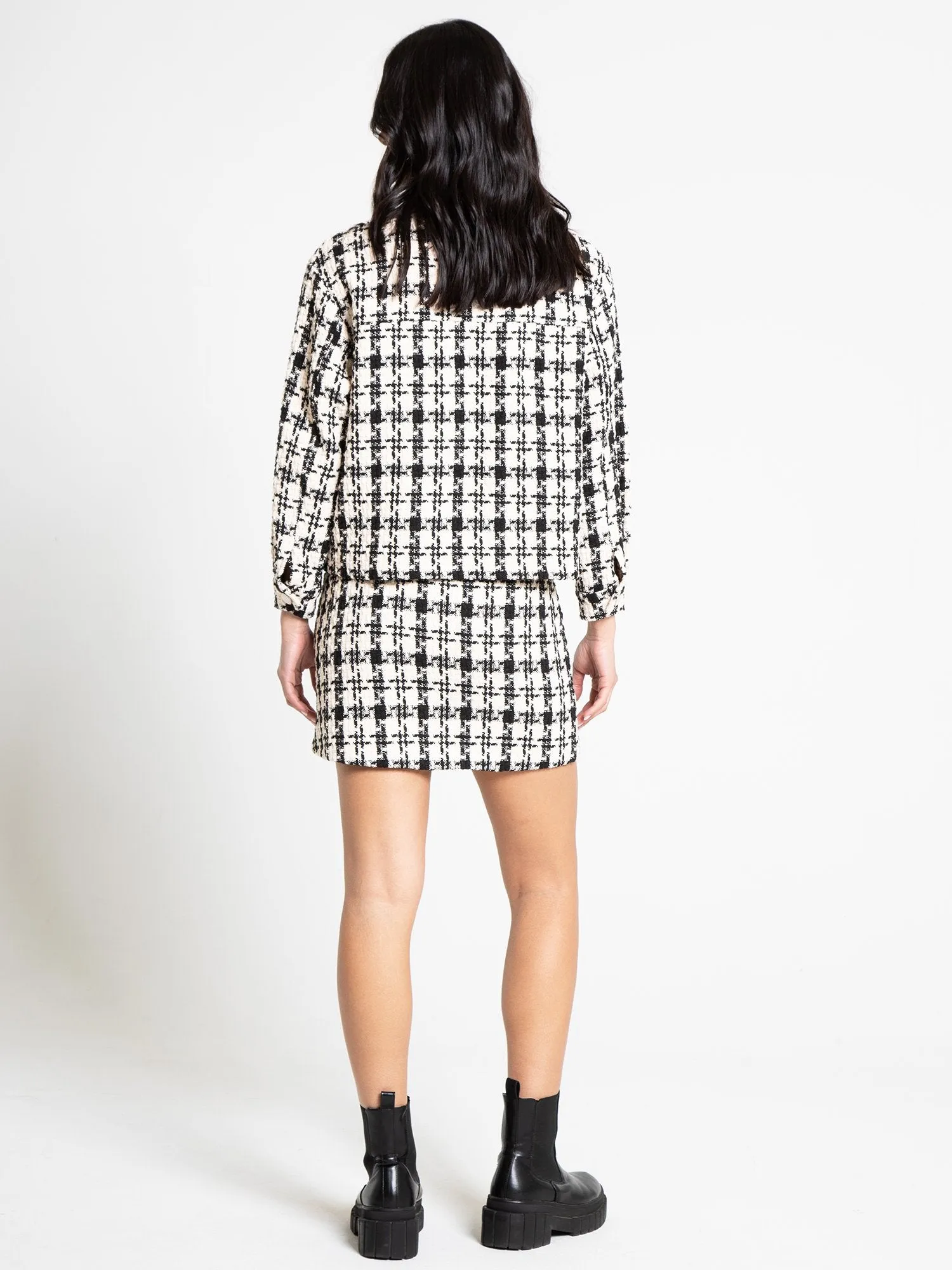 Aaron & Amber Houndstooth Tweed Mini Skirt - Brands We Love
