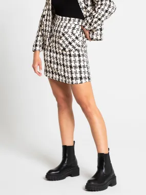Aaron & Amber Houndstooth Tweed Mini Skirt - Brands We Love