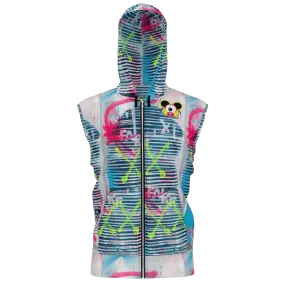 AEQEA Fake ManHeady Sleeveless All-Over-Print Zipper Hoodie