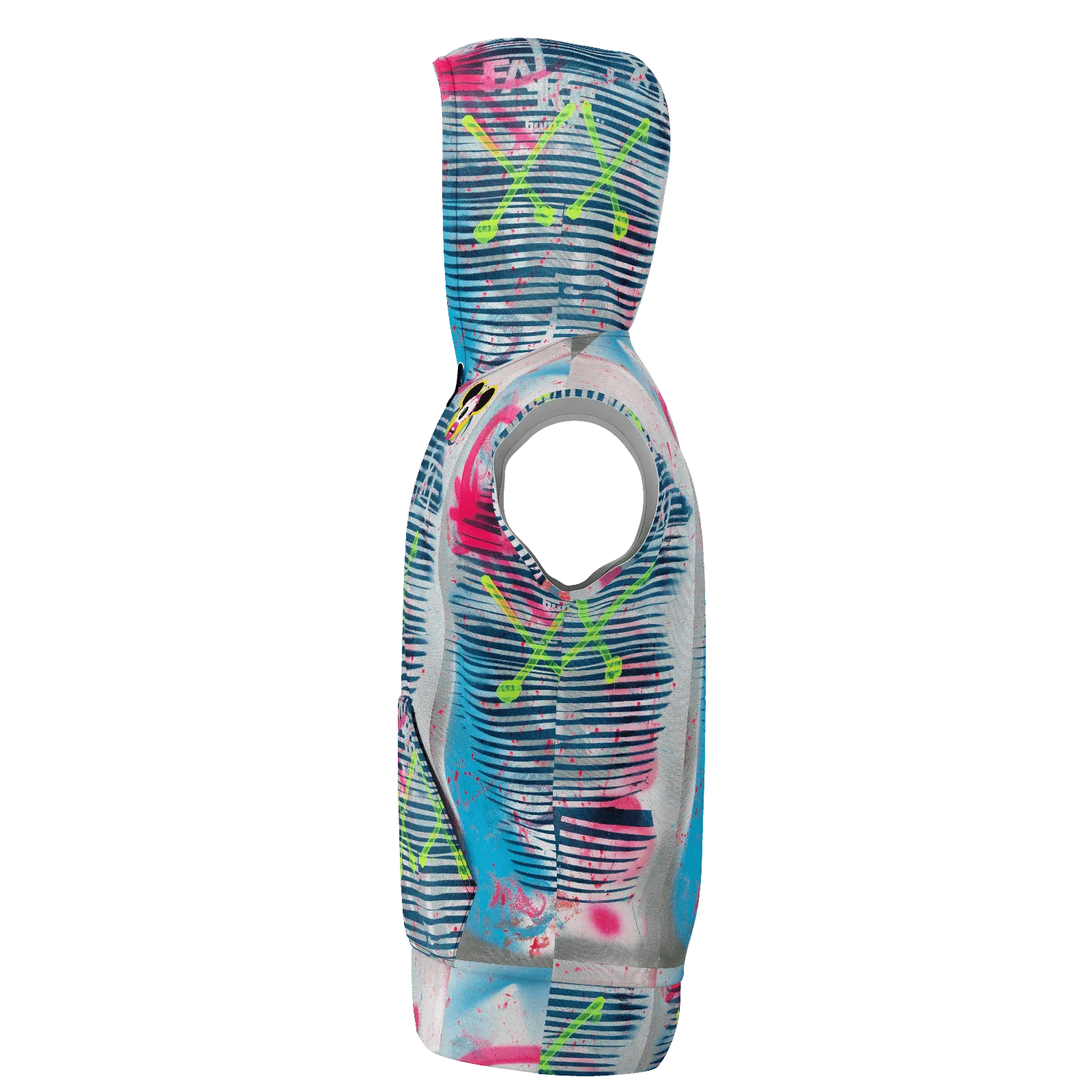 AEQEA Fake ManHeady Sleeveless All-Over-Print Zipper Hoodie