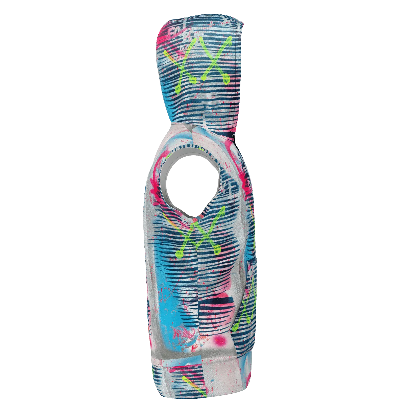 AEQEA Fake ManHeady Sleeveless All-Over-Print Zipper Hoodie