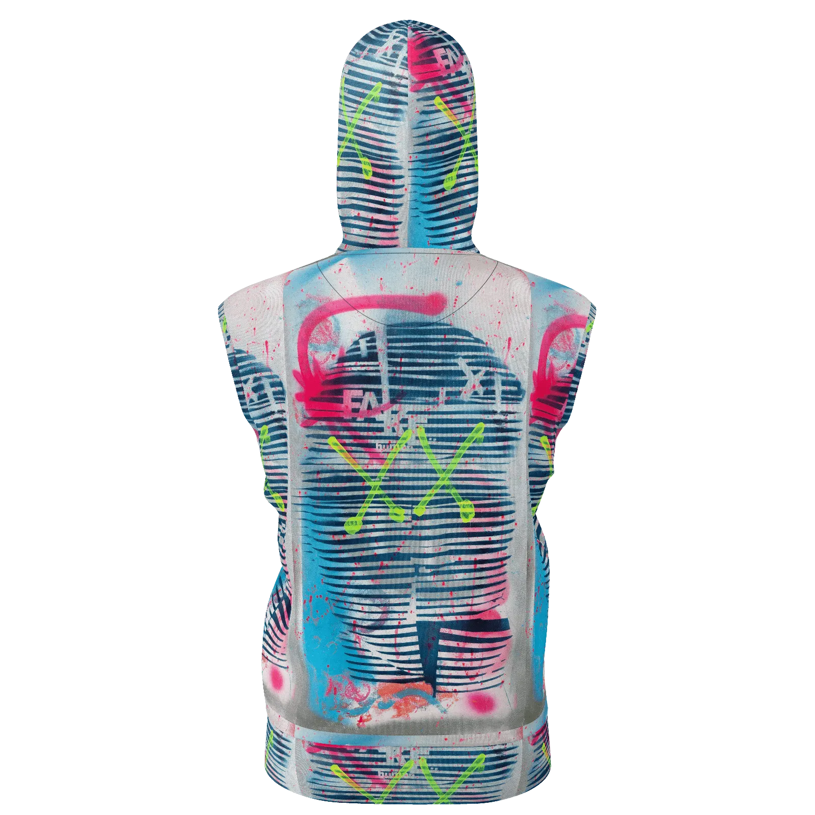 AEQEA Fake ManHeady Sleeveless All-Over-Print Zipper Hoodie