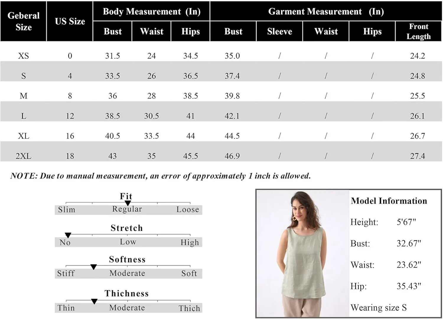 Amazhiyu Natural Linen Sleeveless Tank Tops Basic Summer Casual Crewneck Blouse