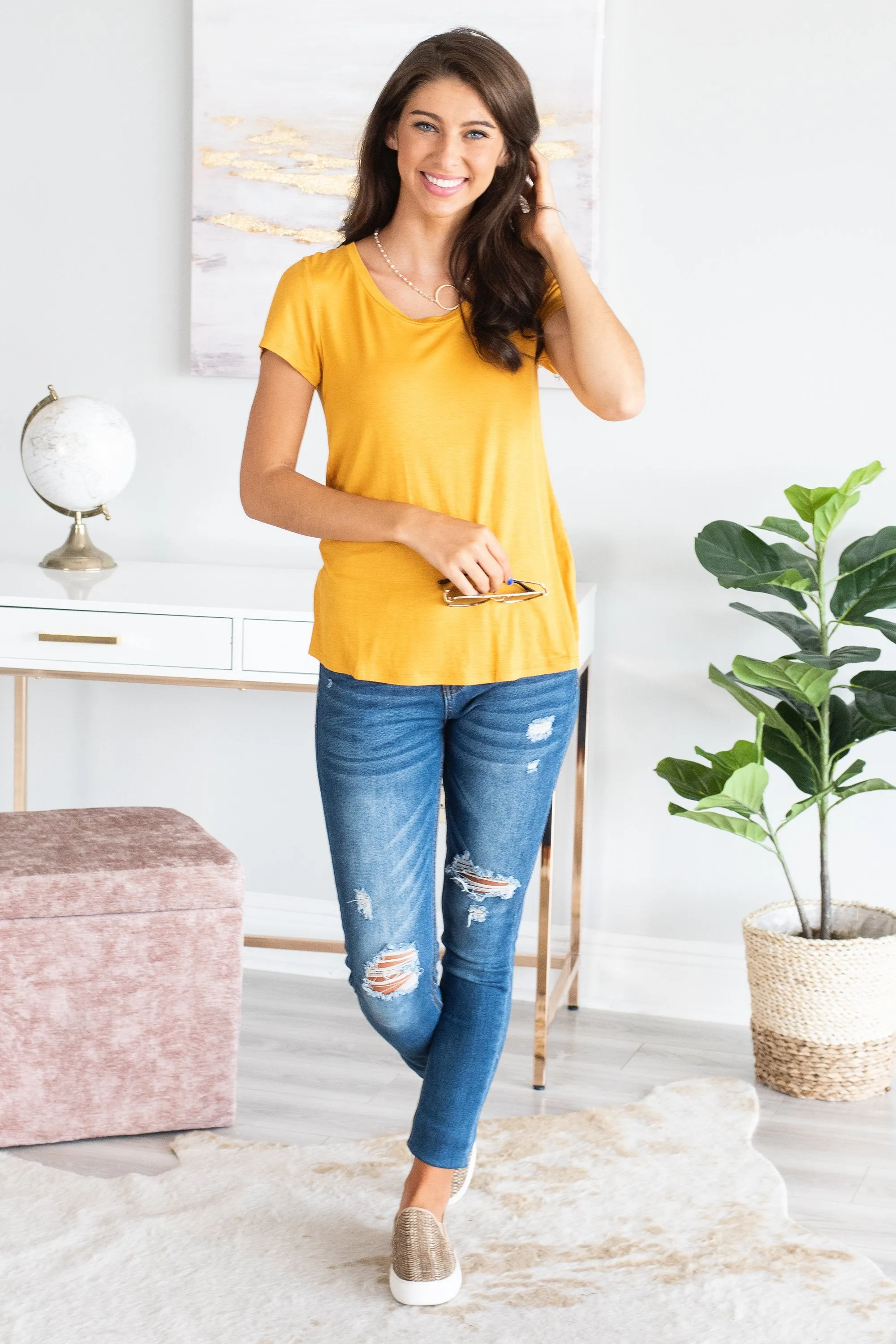 Arms Wide Open Mustard Yellow Top