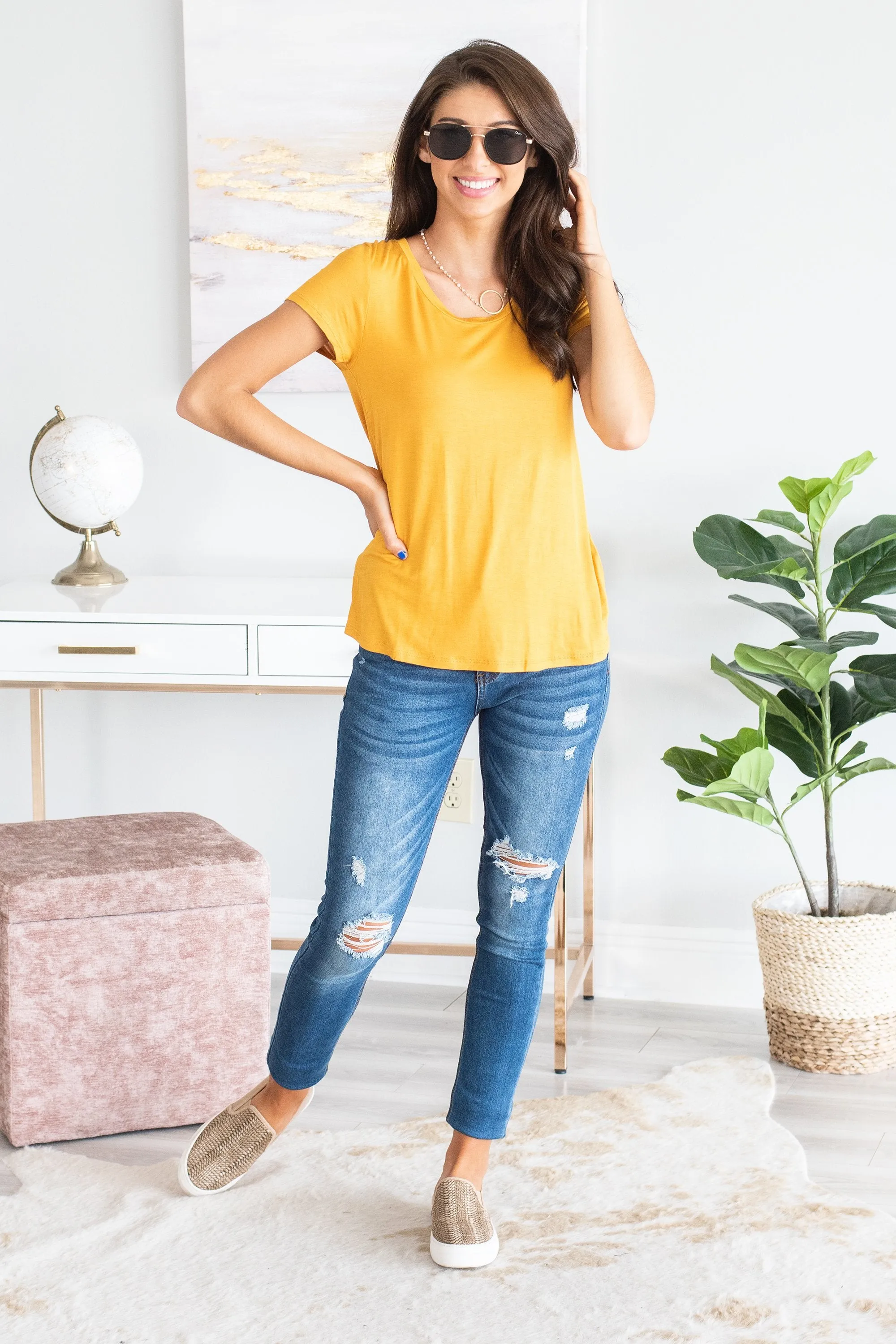 Arms Wide Open Mustard Yellow Top