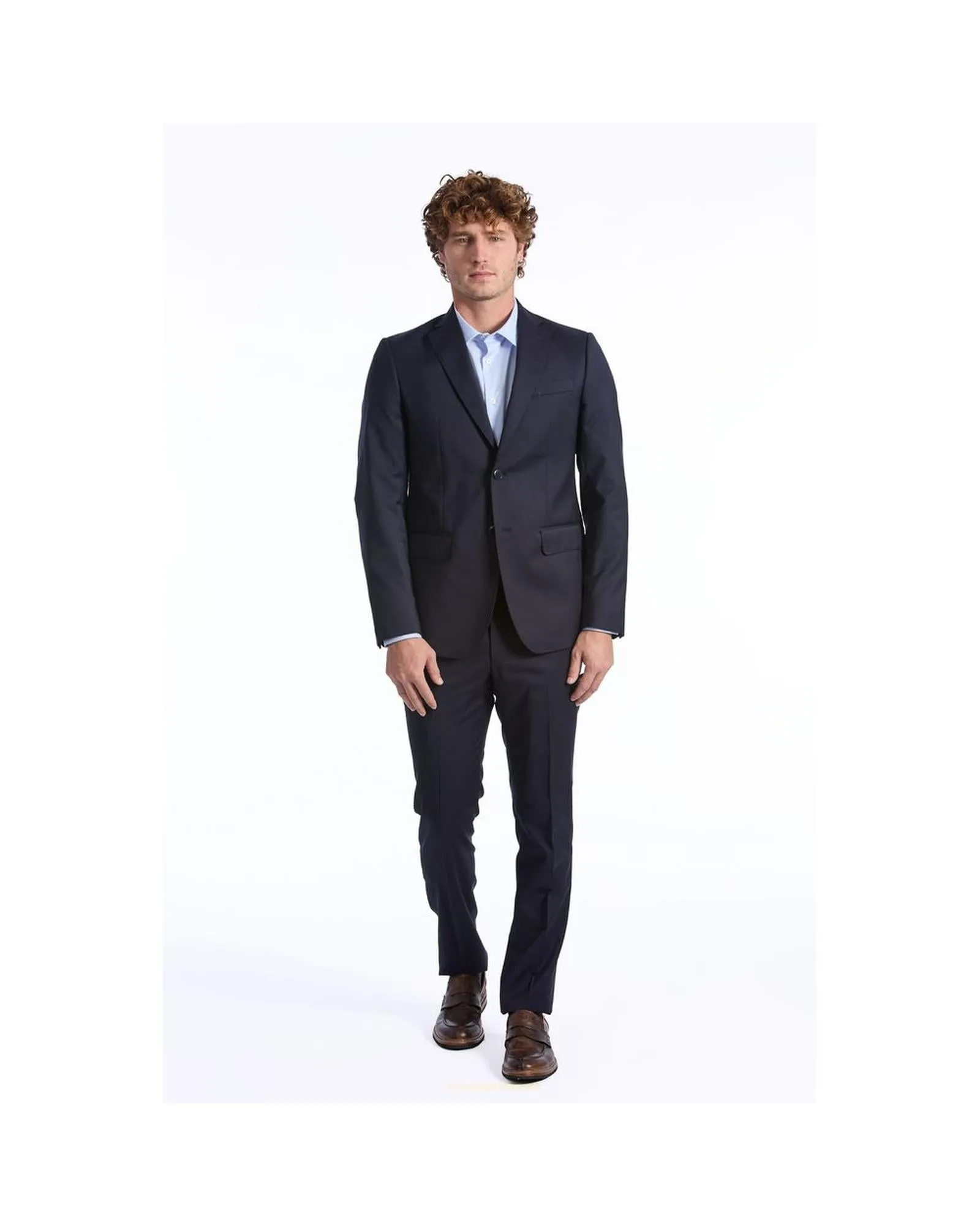 Baldinini Trend Classic Two-Piece Slim Fit Wool Suit with Threaded Pockets