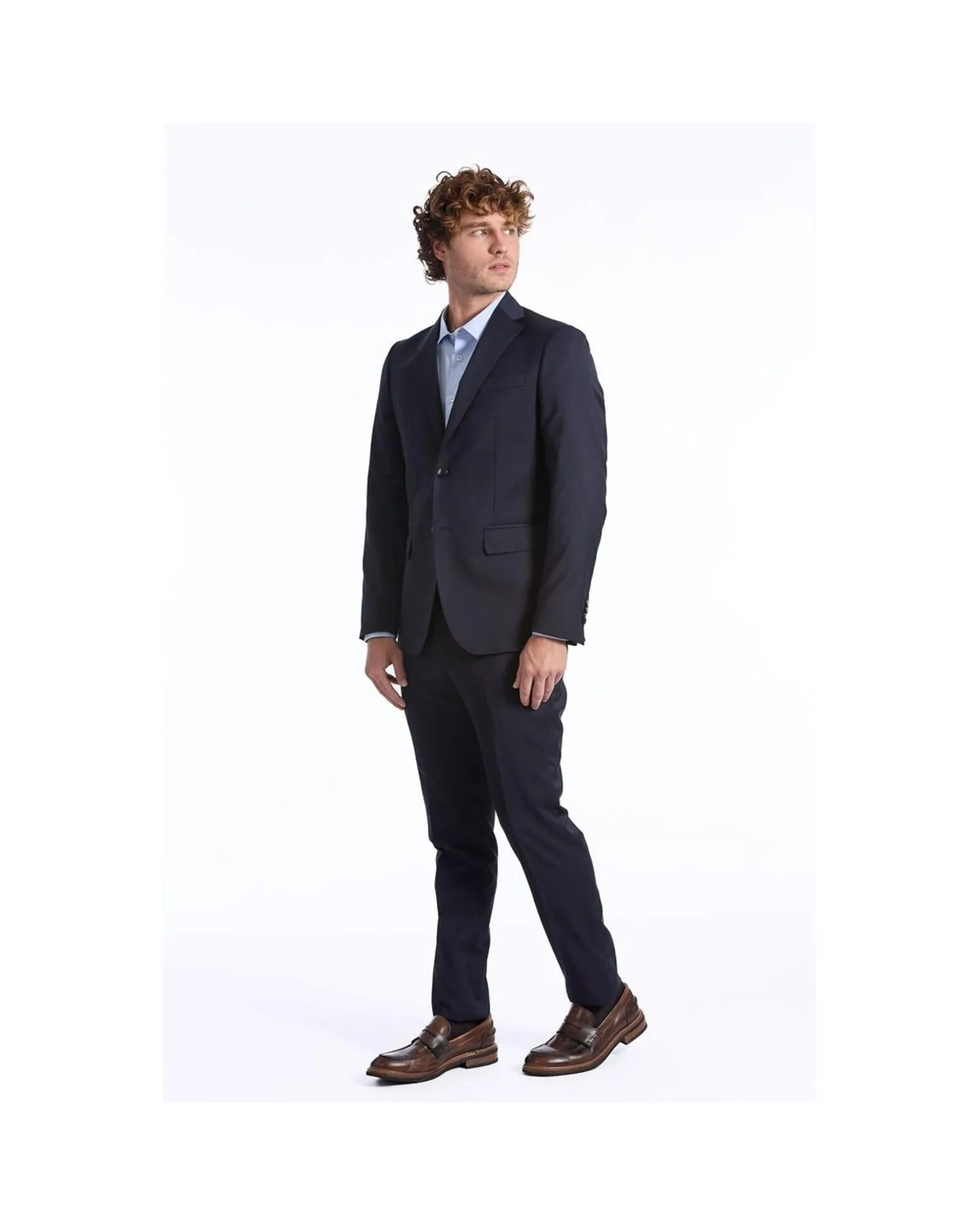 Baldinini Trend Classic Two-Piece Slim Fit Wool Suit with Threaded Pockets