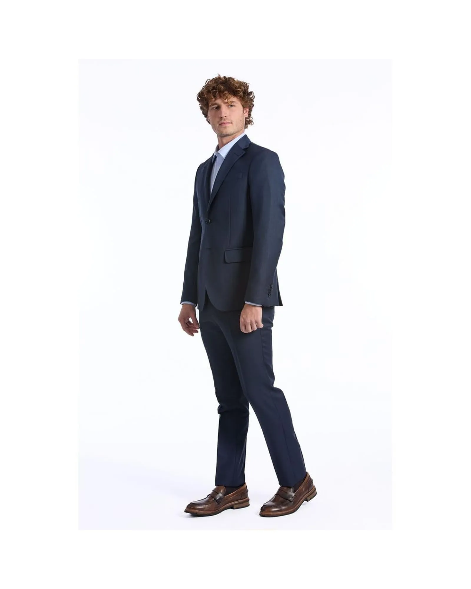 Baldinini Trend Classic Two-Piece Wool Suit with Slim Fit Jacket and Straight Pants
