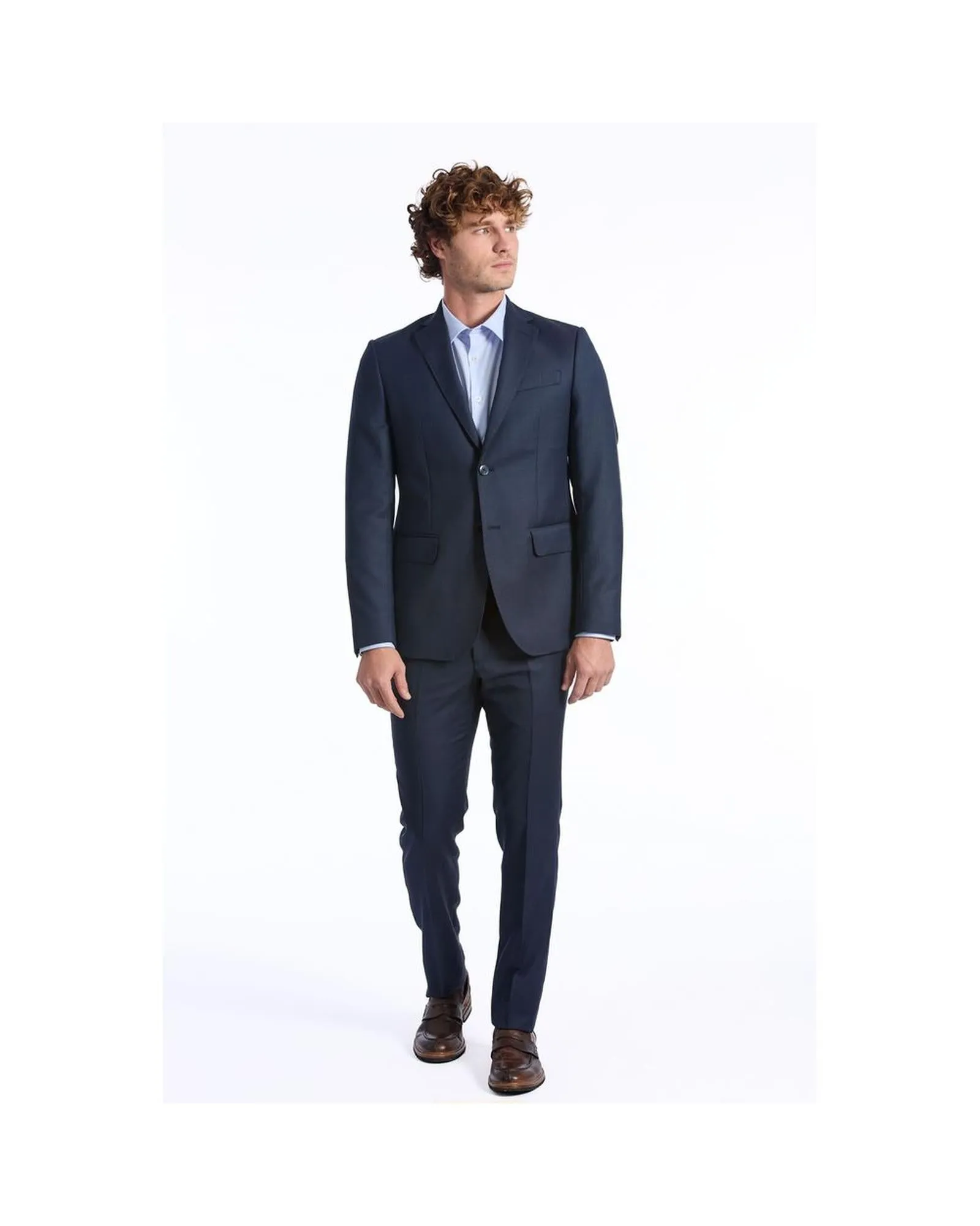 Baldinini Trend Classic Two-Piece Wool Suit with Slim Fit Jacket and Straight Pants