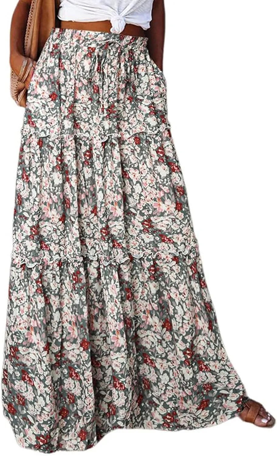 Beach Skirts for Women, Vacation Casual Maxi Boho Flowy Trendy Womens Skirts