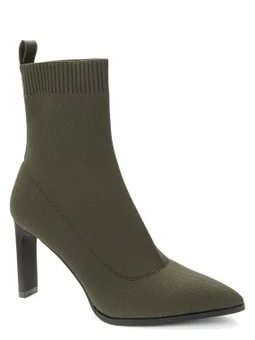 Betsy Khaki Green High Heel Sock Boots
