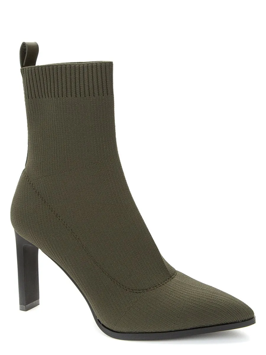 Betsy Khaki Green High Heel Sock Boots