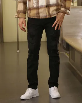 Black Jeans with Ripped and Repaired for Daily Wear