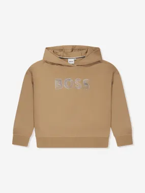 BOSS Girls Logo Hoodie in Beige
