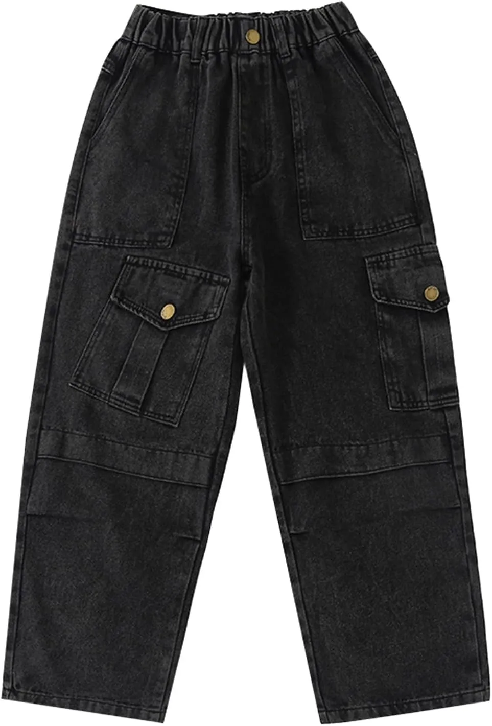 Boys Baggy Cargo Jeans Elastic Waisted Hip Hop Denim Pants Wide Leg Multi Pockets Trendy Vintage Aesthetic Jeans
