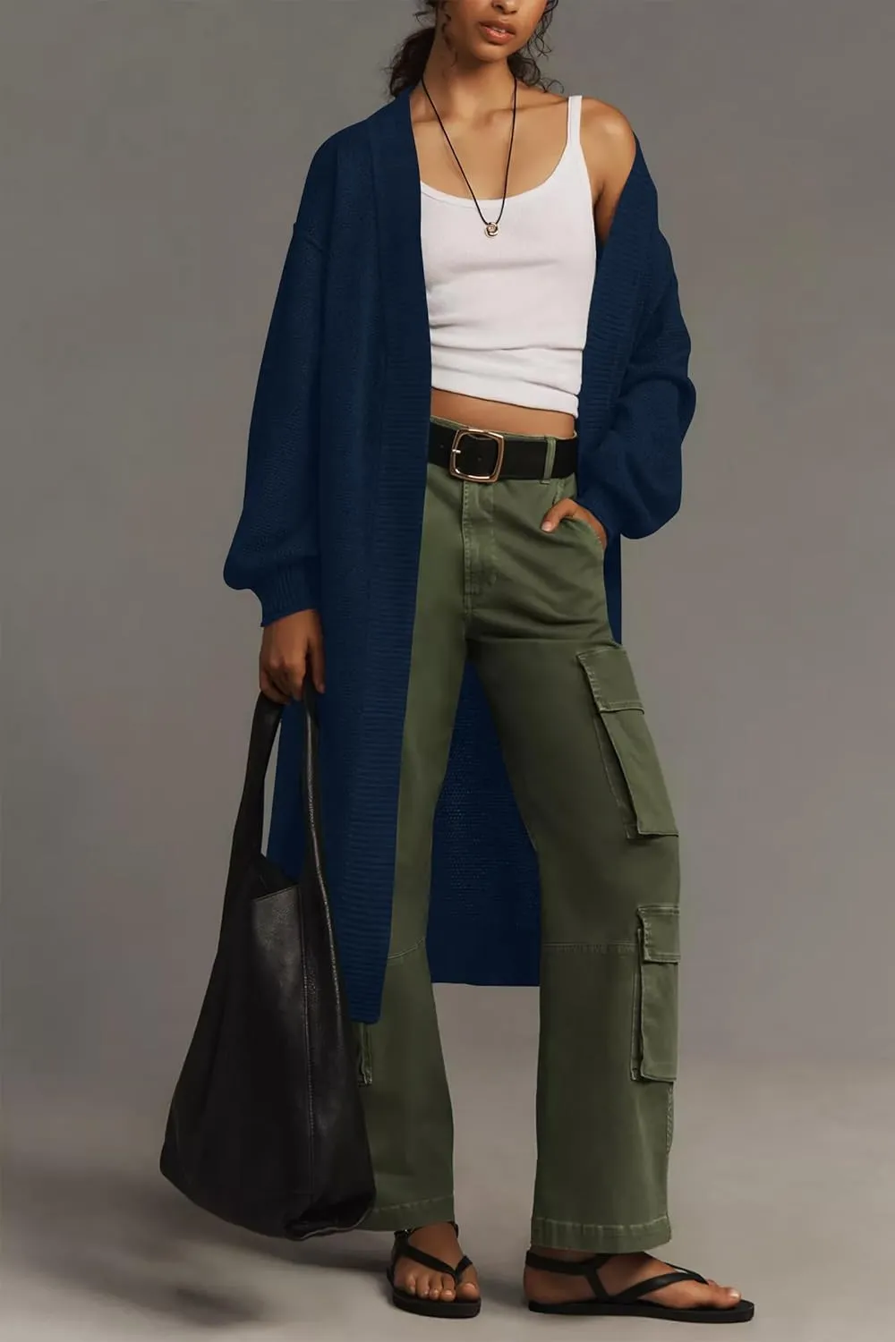 Cakulo Long Cardigan Sweaters for Women Fall Fashion 2024 Oversized Open Front Knit Pockets Cardigans Sweater Coat