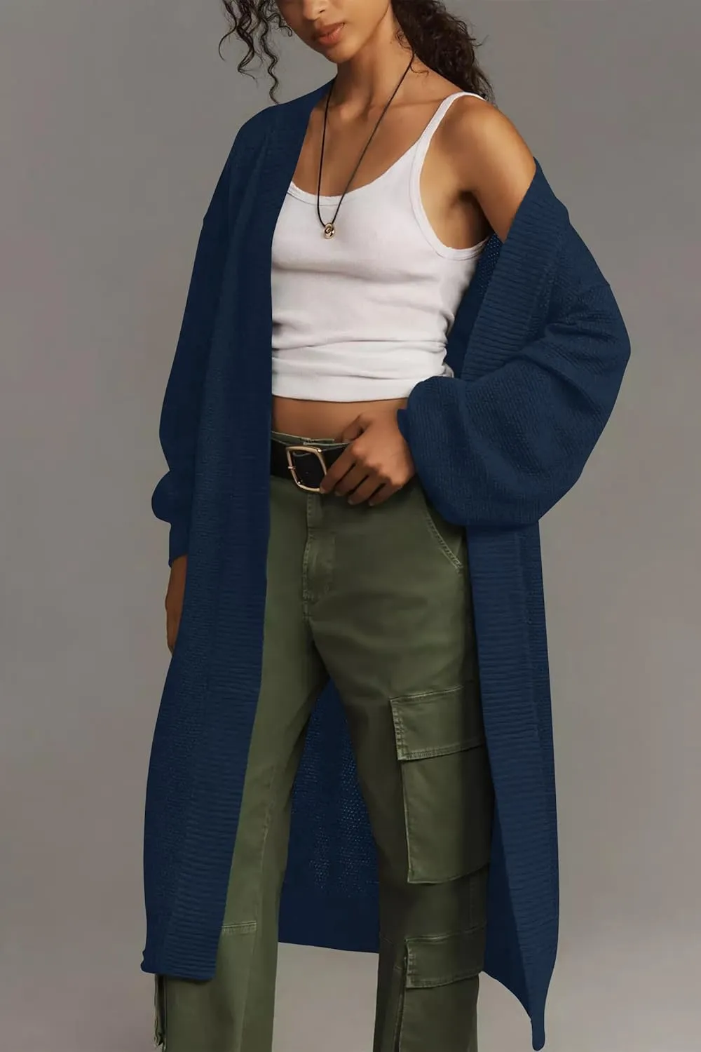 Cakulo Long Cardigan Sweaters for Women Fall Fashion 2024 Oversized Open Front Knit Pockets Cardigans Sweater Coat