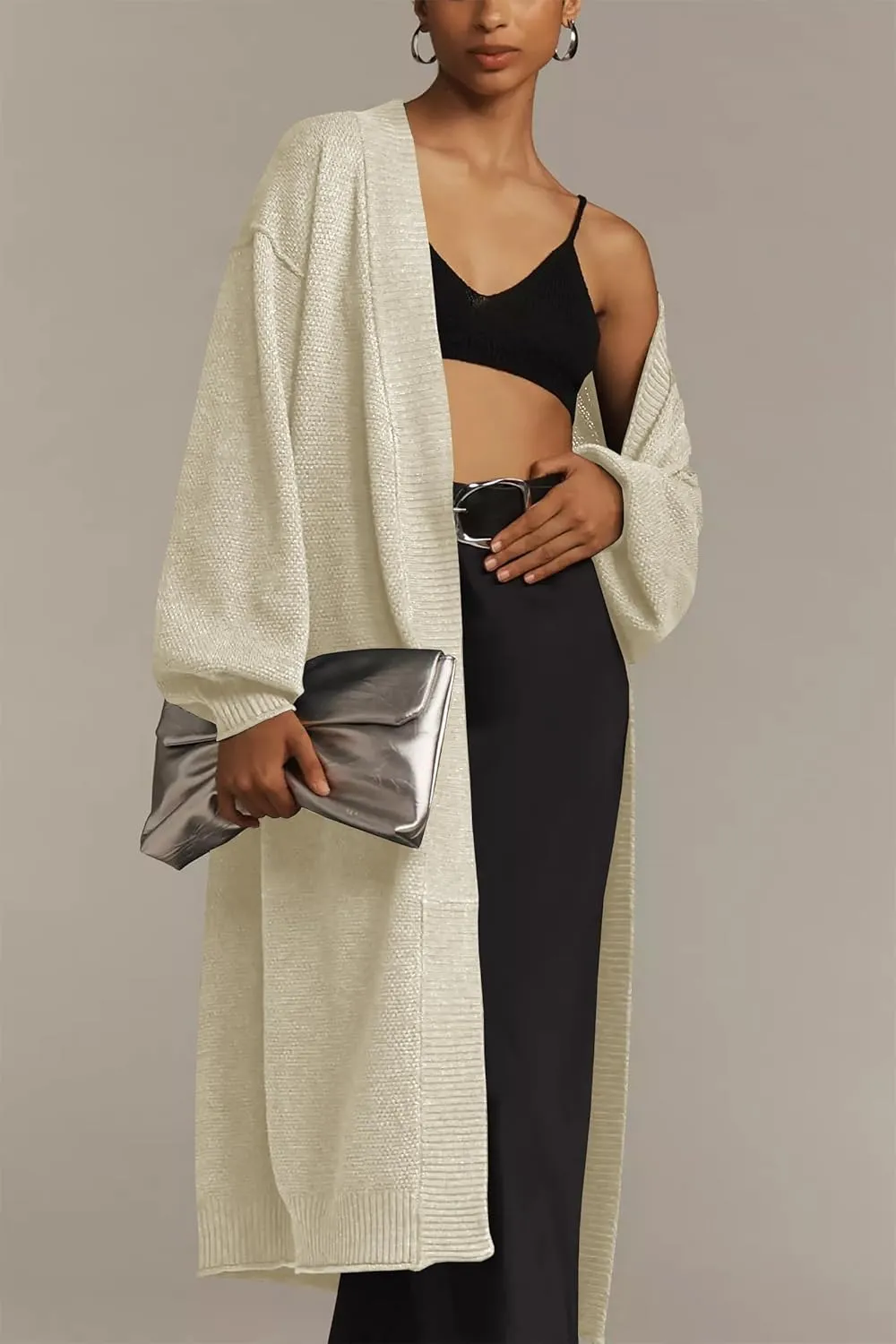 Cakulo Long Cardigan Sweaters for Women Fall Fashion 2024 Oversized Open Front Knit Pockets Cardigans Sweater Coat