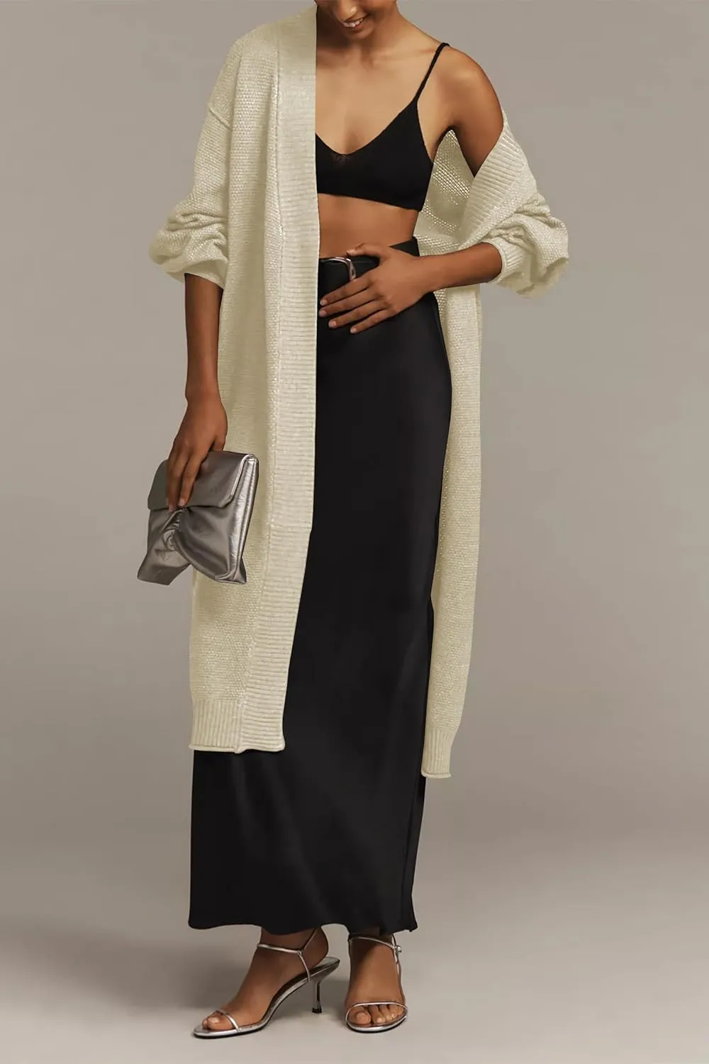 Cakulo Long Cardigan Sweaters for Women Fall Fashion 2024 Oversized Open Front Knit Pockets Cardigans Sweater Coat