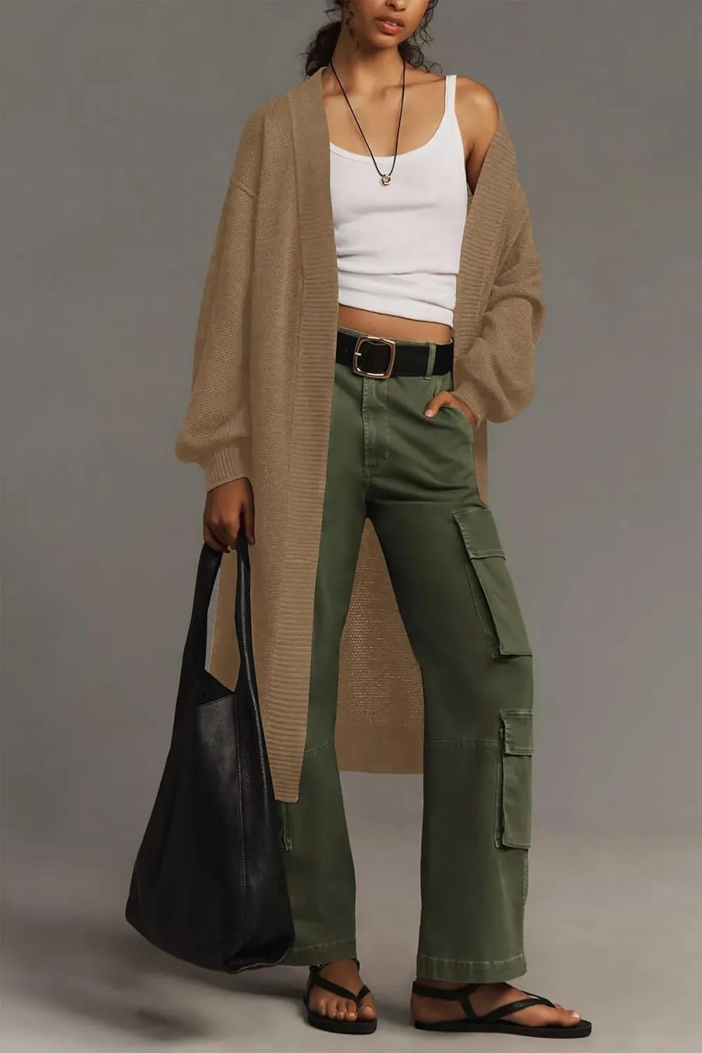 Cakulo Long Cardigan Sweaters for Women Fall Fashion 2024 Oversized Open Front Knit Pockets Cardigans Sweater Coat