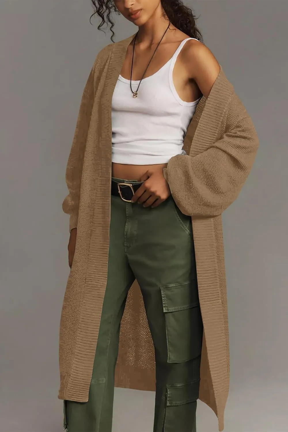 Cakulo Long Cardigan Sweaters for Women Fall Fashion 2024 Oversized Open Front Knit Pockets Cardigans Sweater Coat