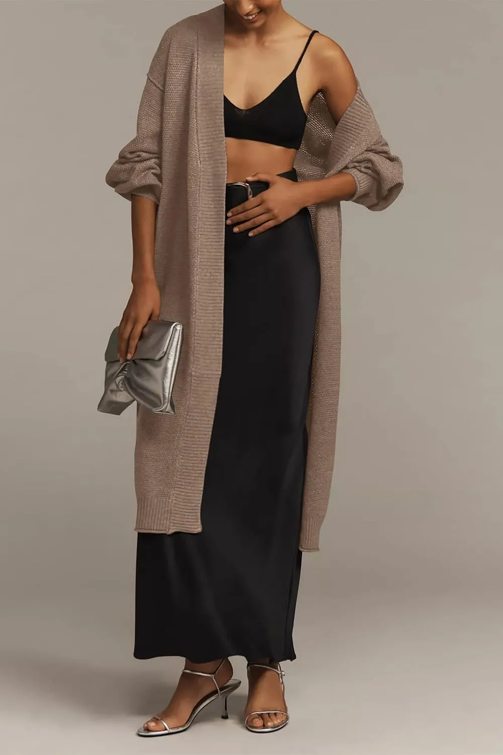 Cakulo Long Cardigan Sweaters for Women Fall Fashion 2024 Oversized Open Front Knit Pockets Cardigans Sweater Coat