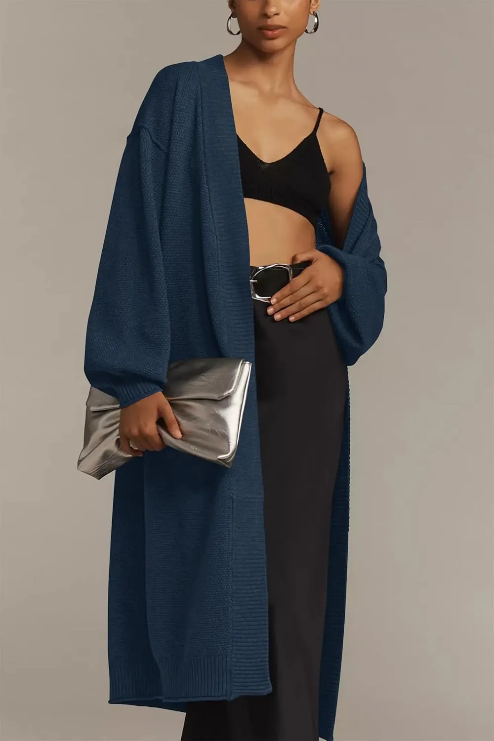 Cakulo Long Cardigan Sweaters for Women Fall Fashion 2024 Oversized Open Front Knit Pockets Cardigans Sweater Coat