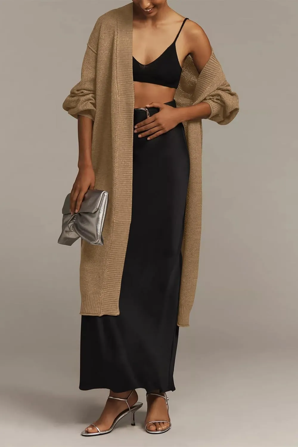 Cakulo Long Cardigan Sweaters for Women Fall Fashion 2024 Oversized Open Front Knit Pockets Cardigans Sweater Coat
