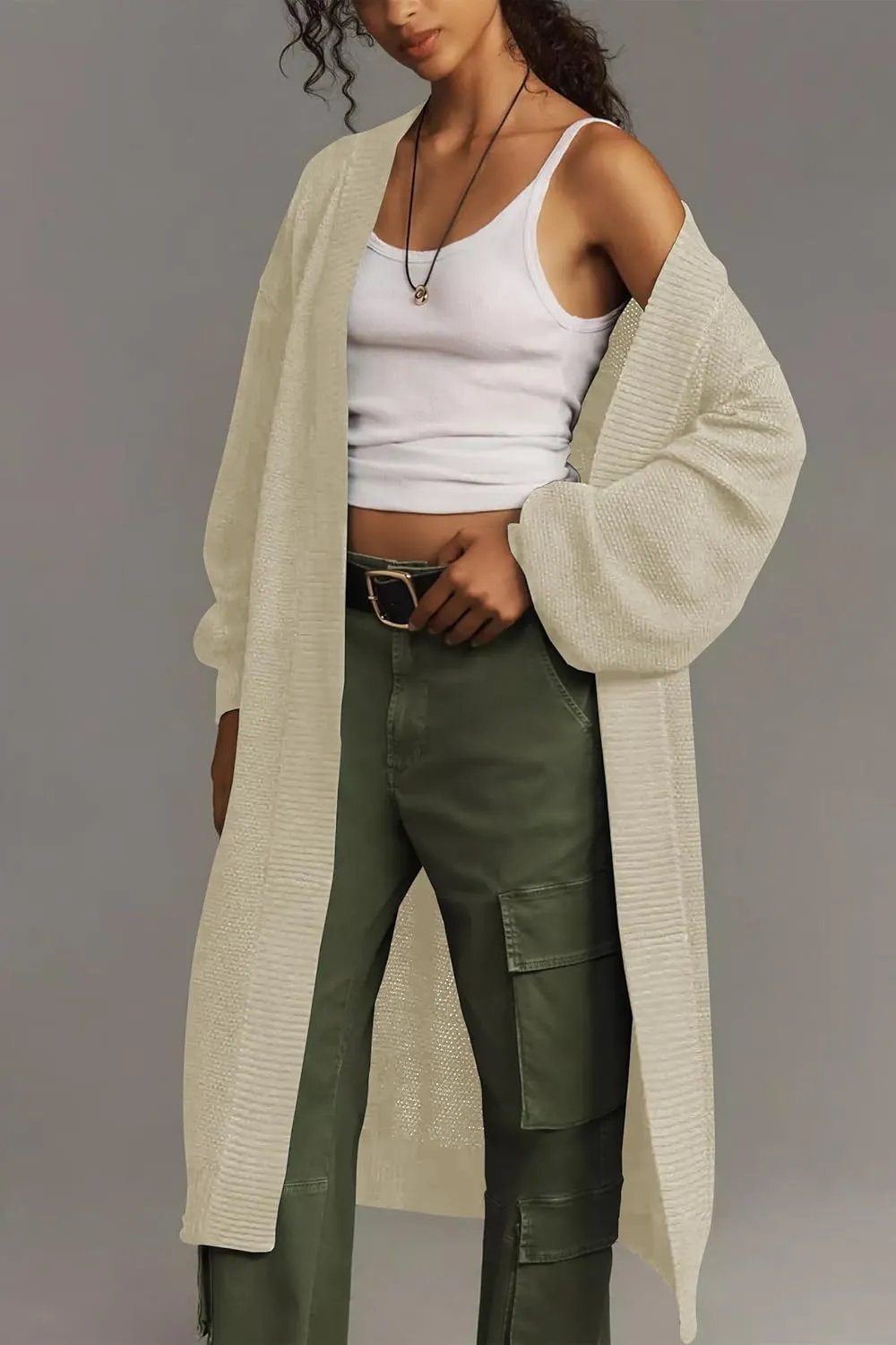 Cakulo Long Cardigan Sweaters for Women Fall Fashion 2024 Oversized Open Front Knit Pockets Cardigans Sweater Coat