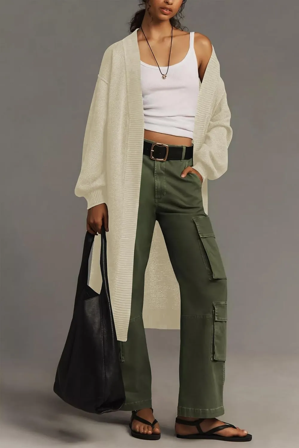 Cakulo Long Cardigan Sweaters for Women Fall Fashion 2024 Oversized Open Front Knit Pockets Cardigans Sweater Coat