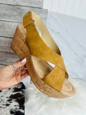 Camel Crossing Suede Wedges