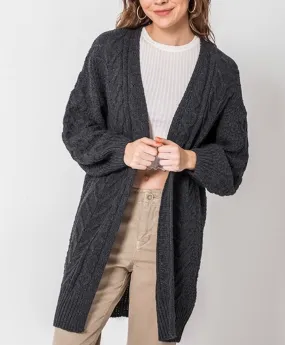 Charcoal Braided Cardigan -T1033