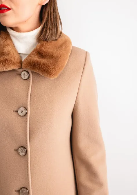 CHRISTINA FELIX<BR>
Faux Fur Coat<BR>
Camel<BR>