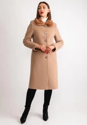 CHRISTINA FELIX<BR>
Faux Fur Coat<BR>
Camel<BR>