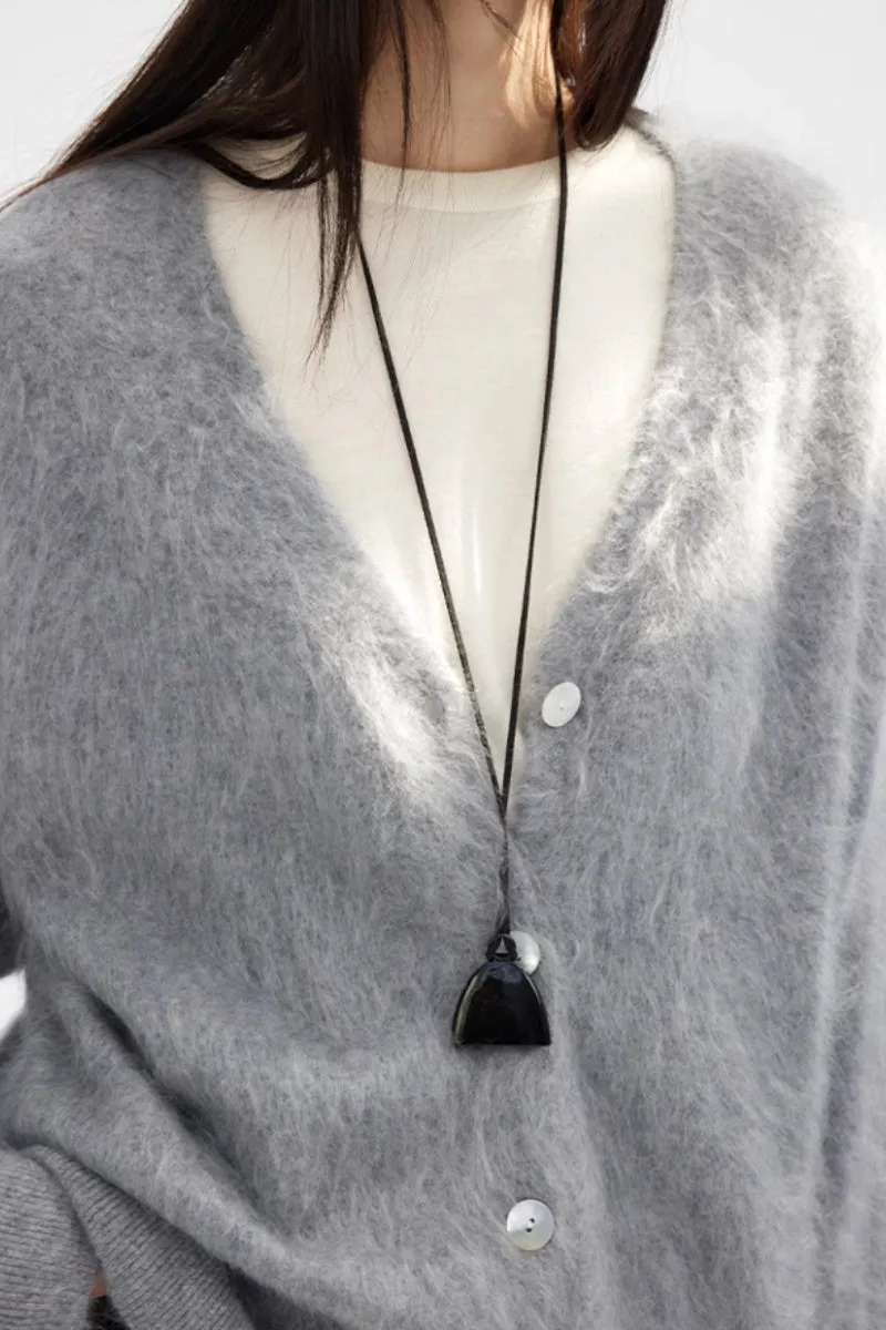 Cozy Brushed Cashmere V-Neck Cardigan