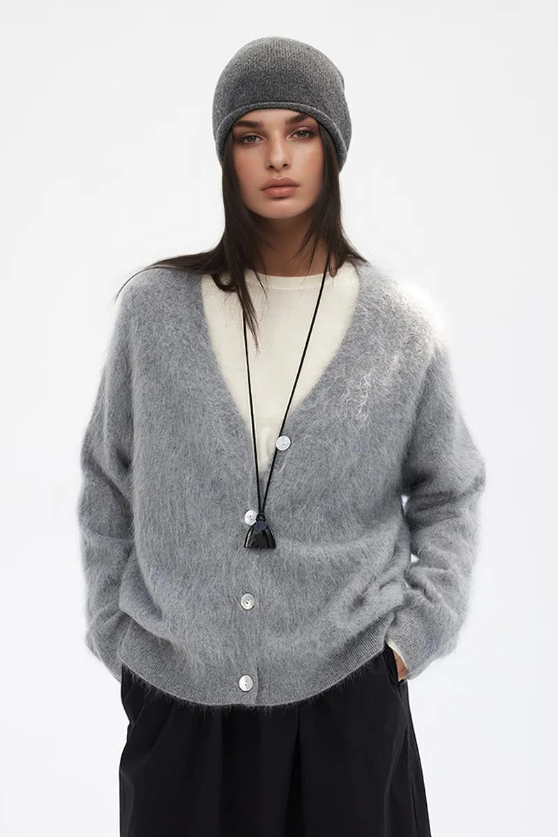 Cozy Brushed Cashmere V-Neck Cardigan