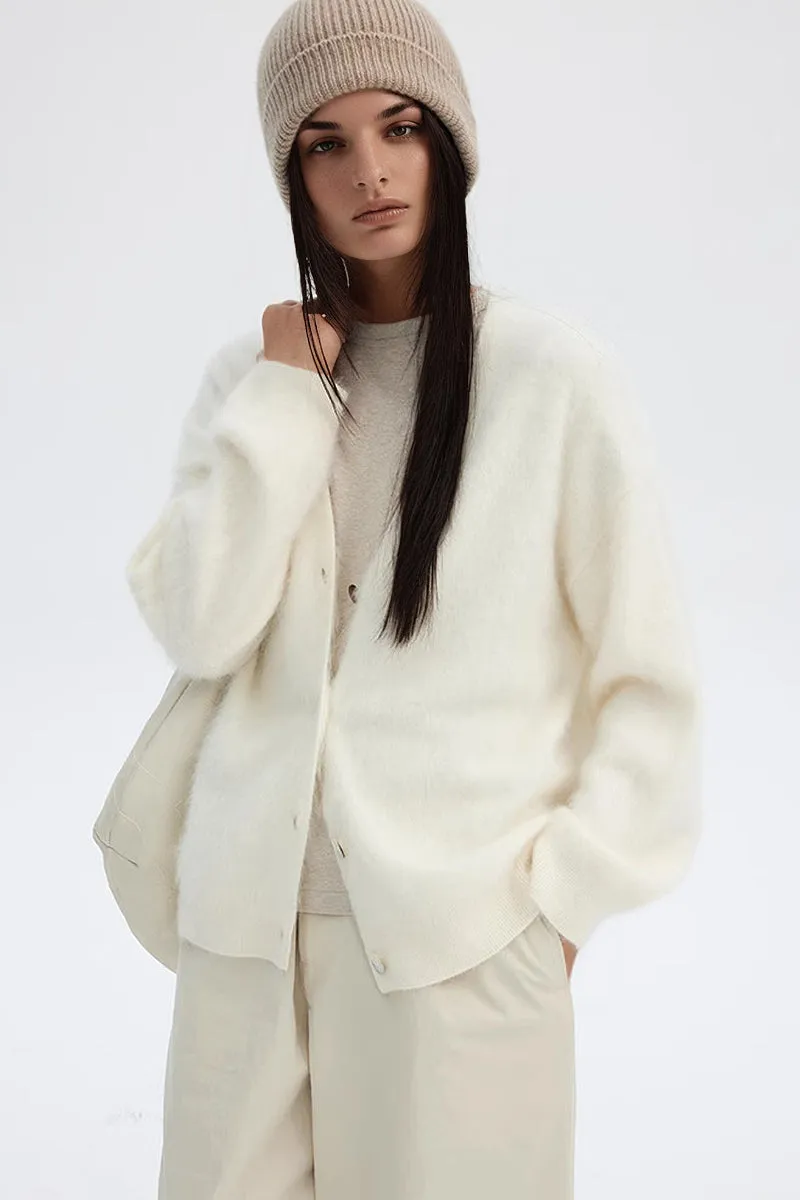 Cozy Brushed Cashmere V-Neck Cardigan