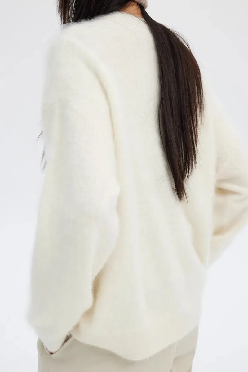 Cozy Brushed Cashmere V-Neck Cardigan