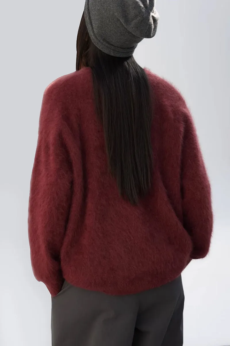 Cozy Brushed Cashmere V-Neck Cardigan