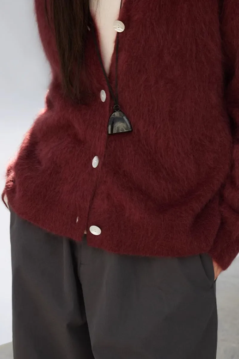 Cozy Brushed Cashmere V-Neck Cardigan