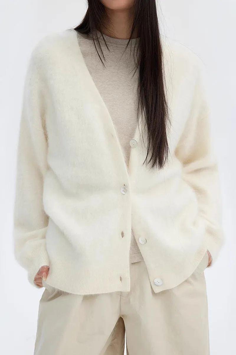 Cozy Brushed Cashmere V-Neck Cardigan