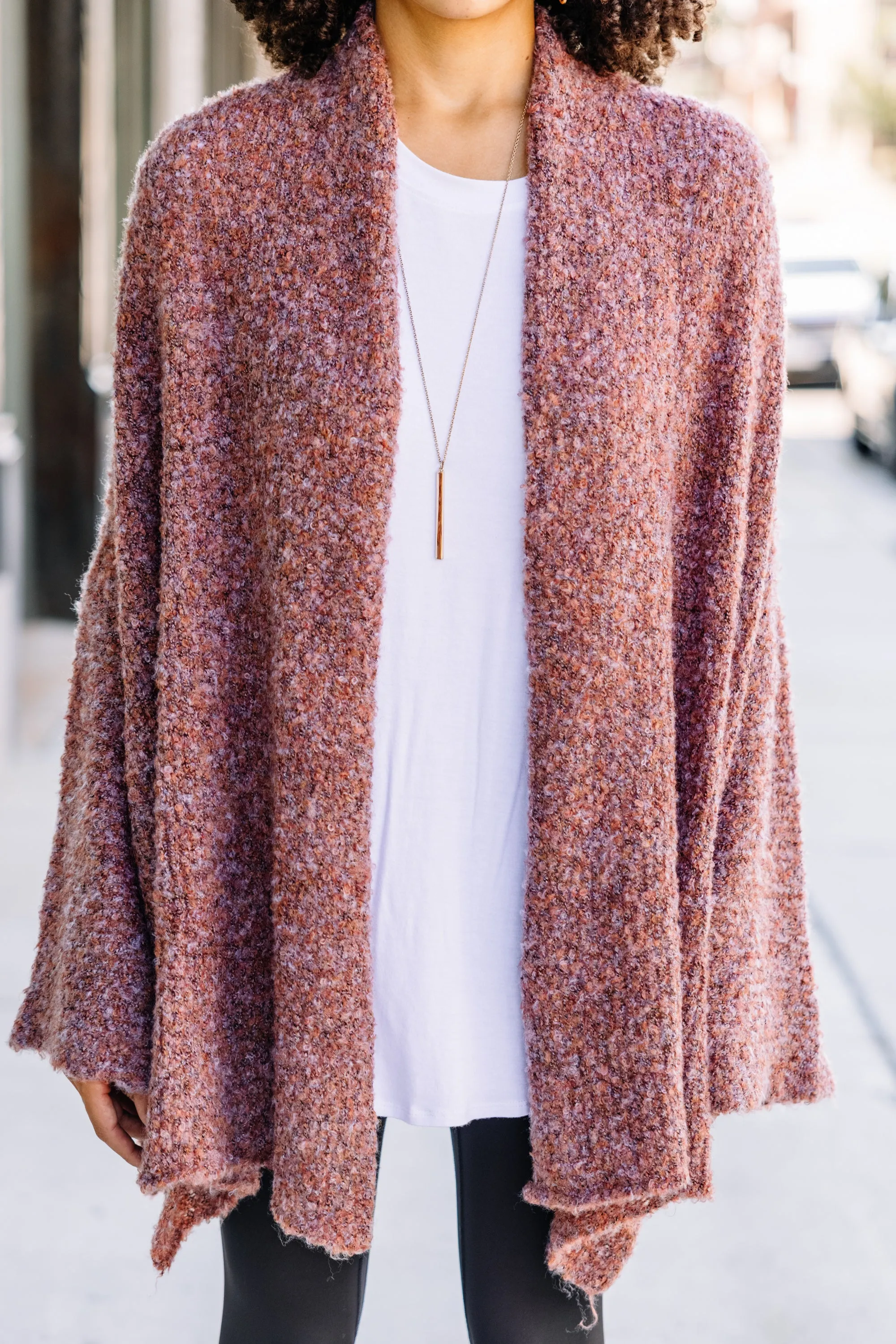 Cozy Casual Clay Red Oversized Cardigan
