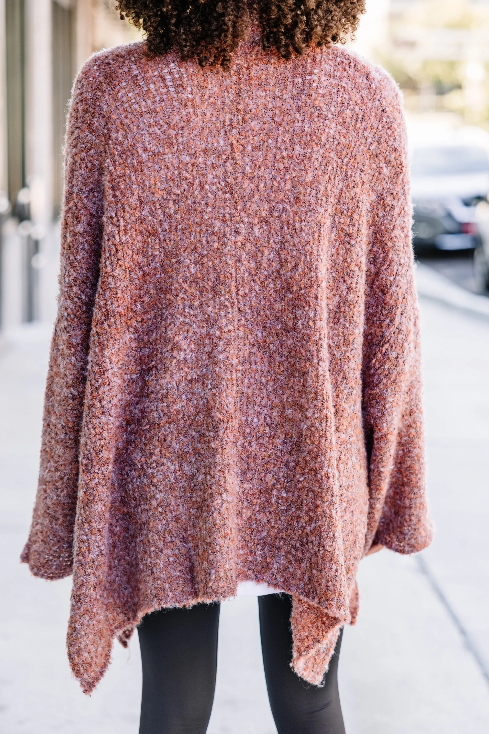 Cozy Casual Clay Red Oversized Cardigan