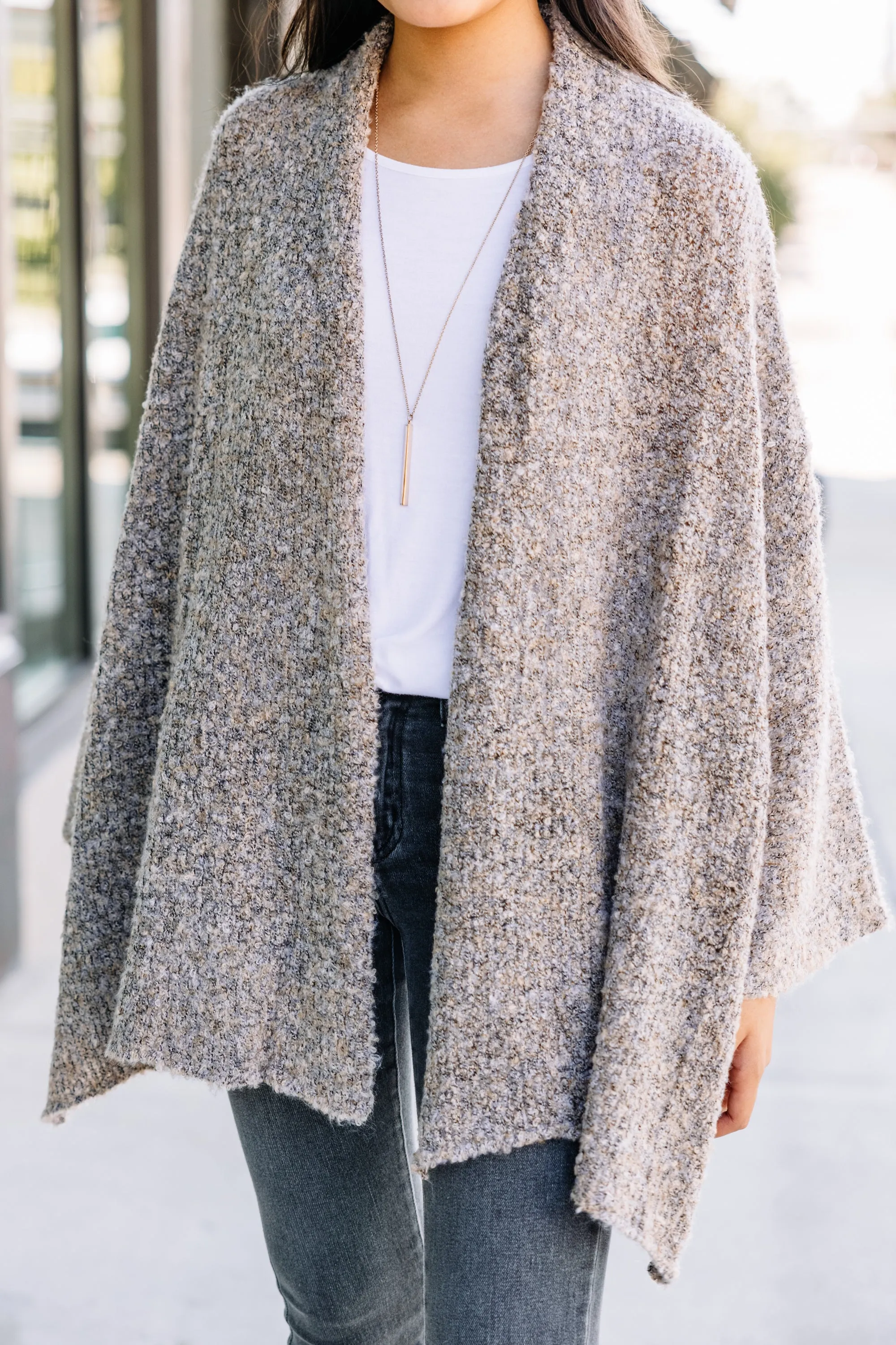 Cozy Casual Taupe Brown Oversized Cardigan