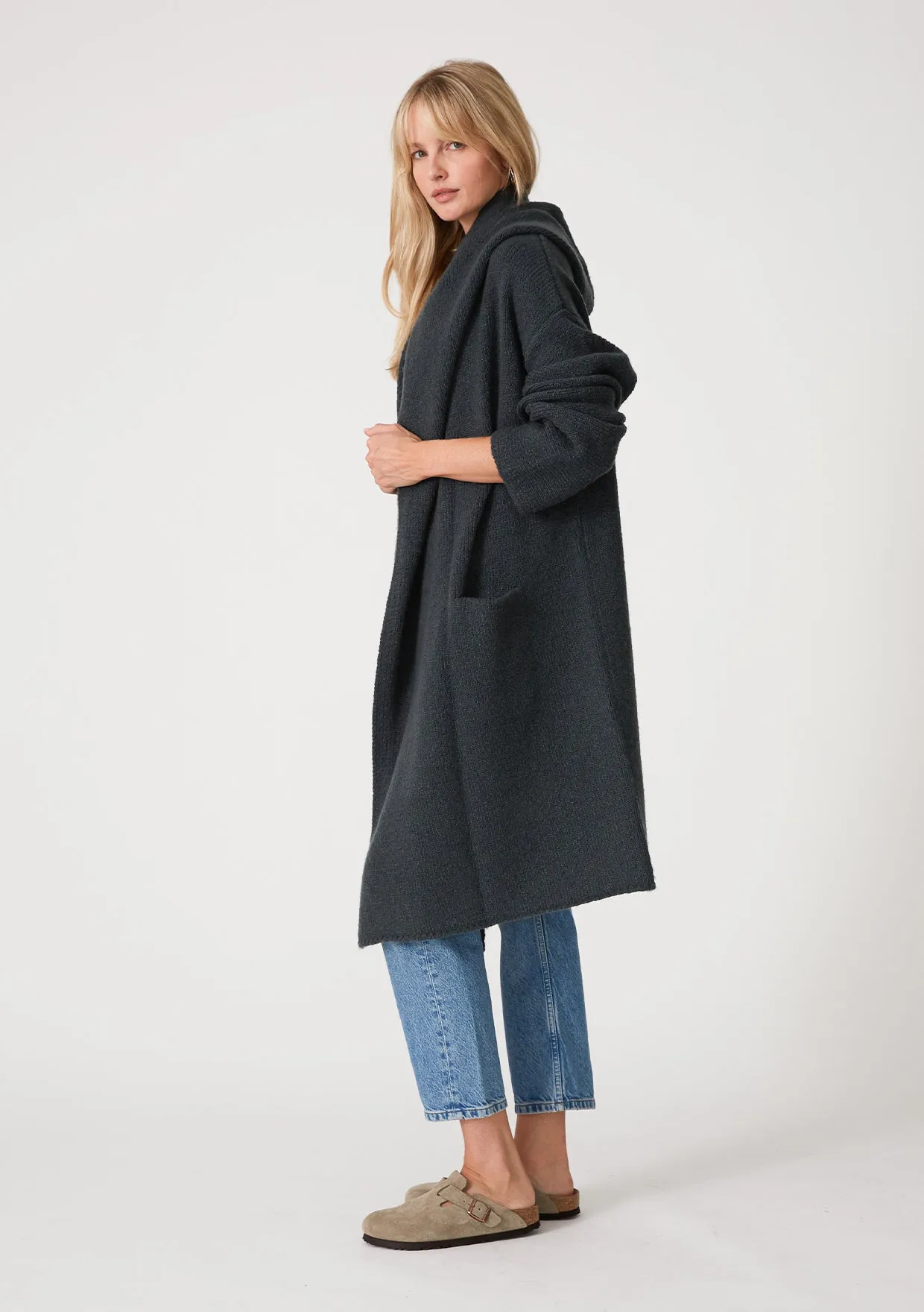 Cozy Oversized Two Pocket Hooded Cardigan